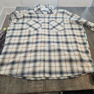 Barrow Italy Oversized Mens 4X yellow blue Plaid Shirt Street wear